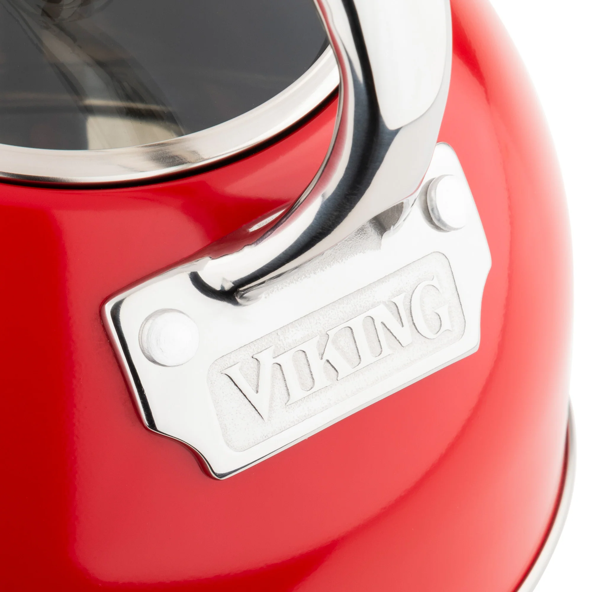 Viking 2.6-Quart Red Stainless Steel Whistling Kettle with 3-Ply Base - Image 5