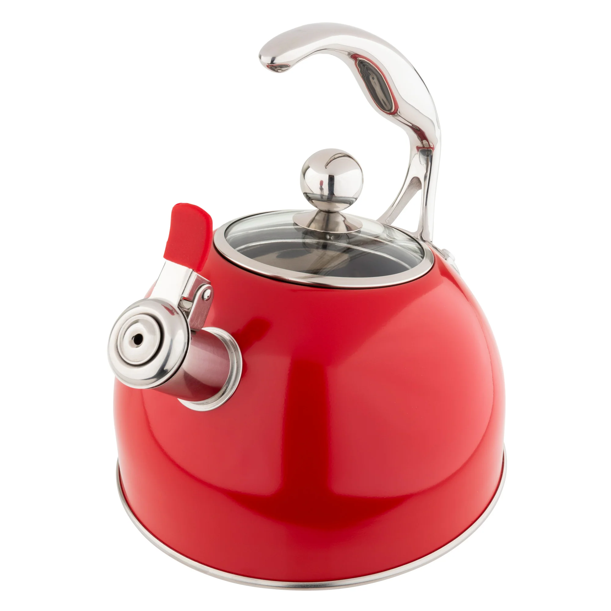 Viking 2.6-Quart Red Stainless Steel Whistling Kettle with 3-Ply Base - Image 8