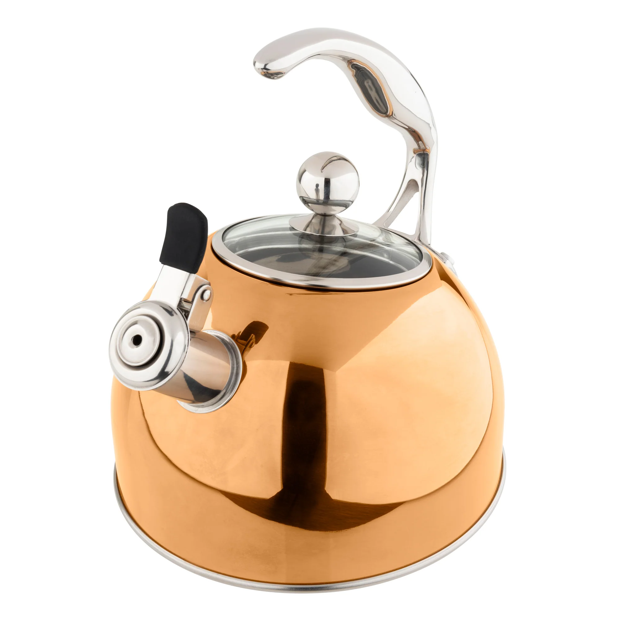 Viking 2.6-Quart Rose Gold Stainless Steel Whistling Kettle with 3-Ply Base - Image 8