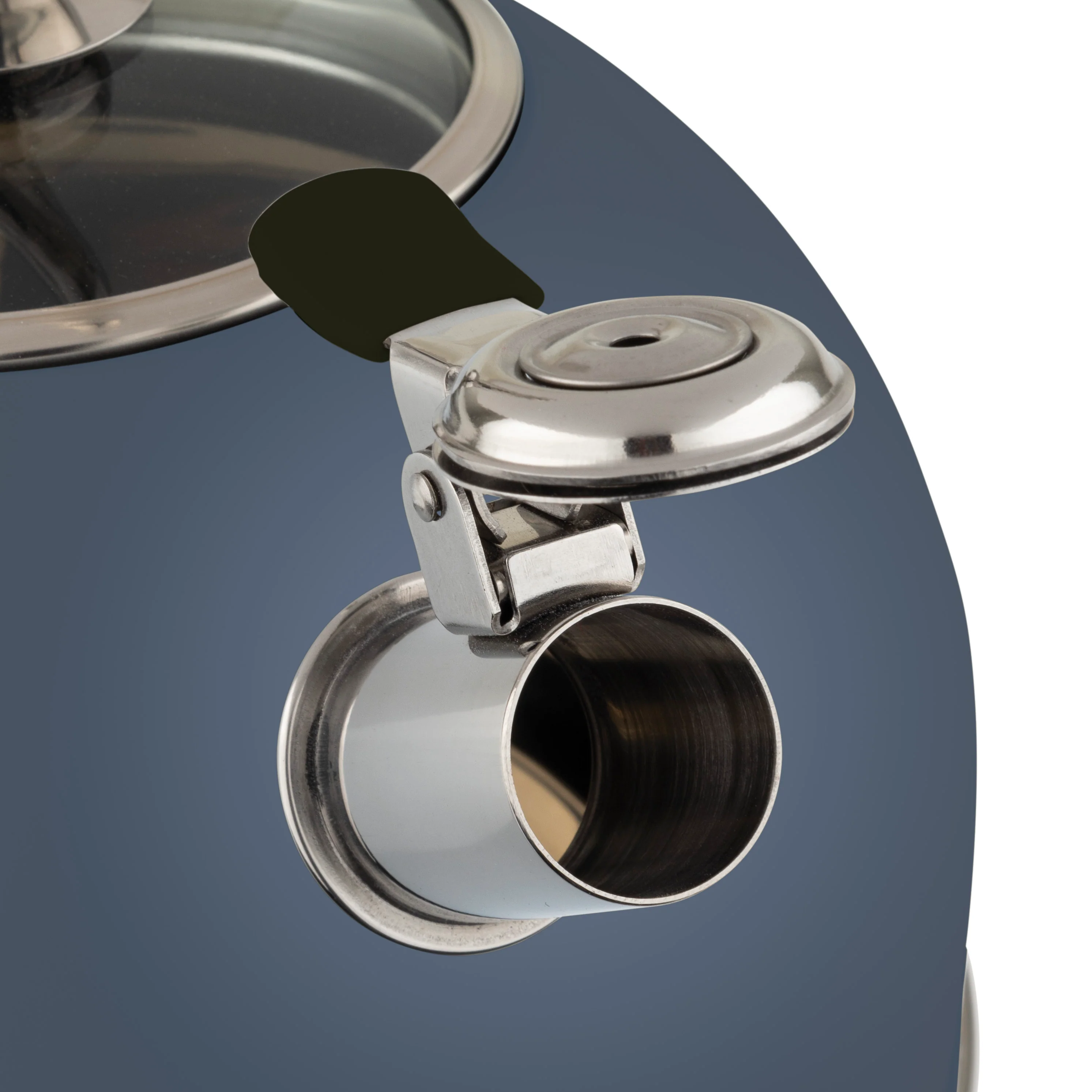 Viking 2.6-Quart Slate Blue Stainless Steel Whistling Kettle with 3-Ply Base - Image 4
