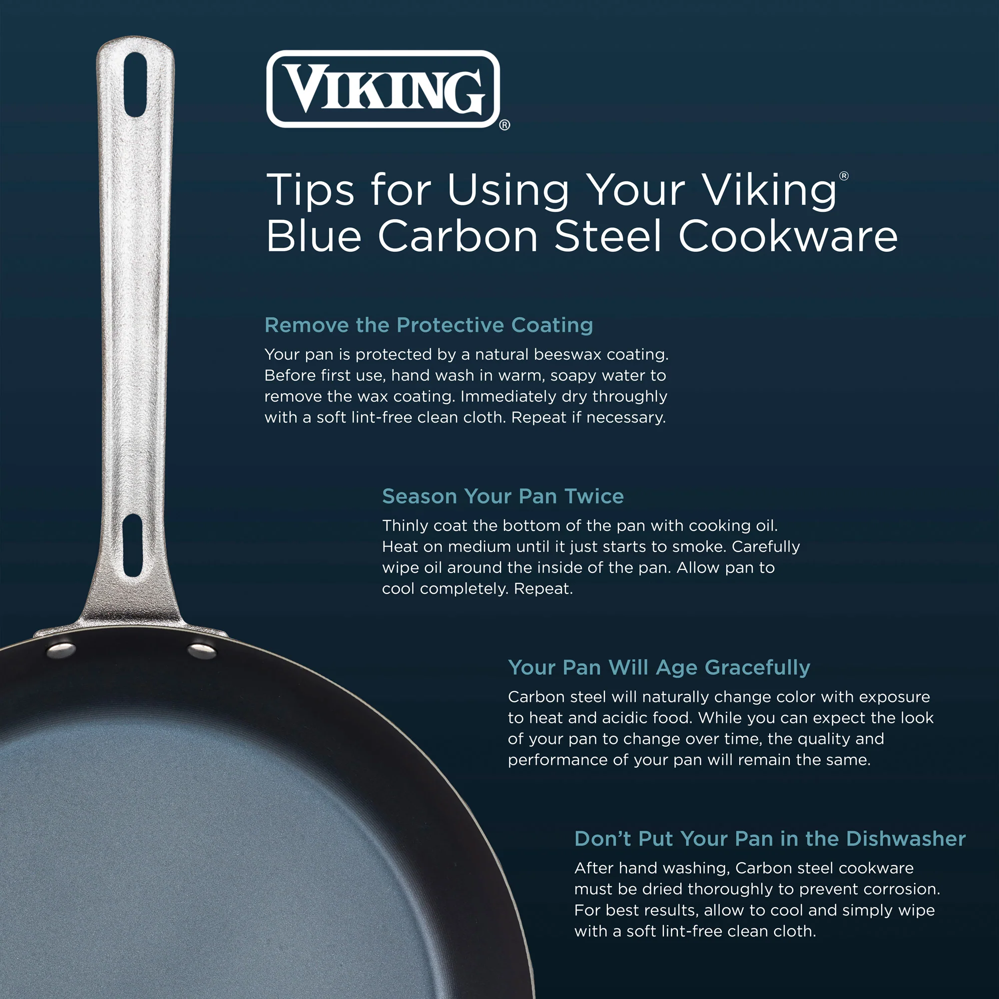 Viking 2-Piece Blue Carbon Steel Fry Pan Set - Image 3