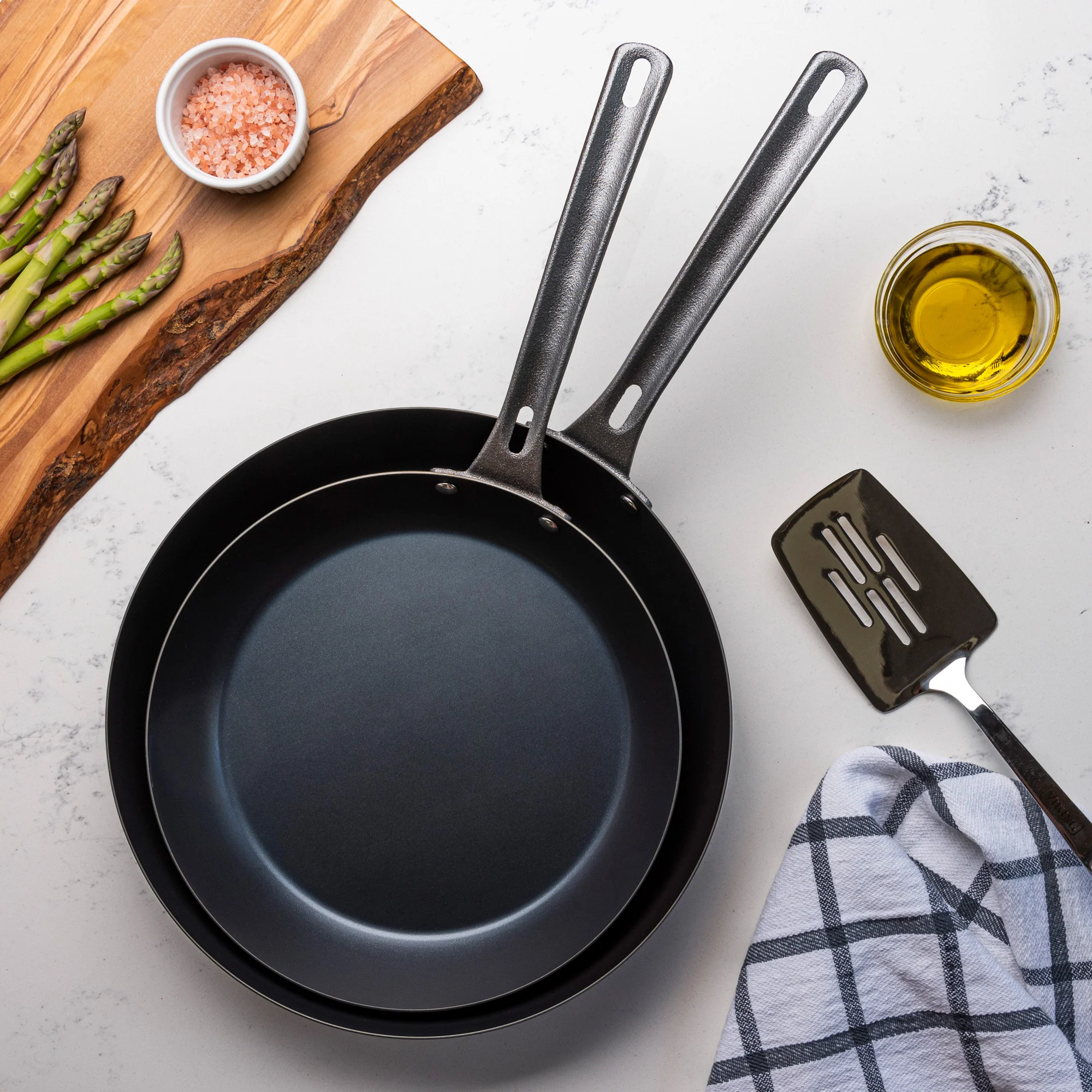 Viking 2-Piece Blue Carbon Steel Fry Pan Set - Image 4