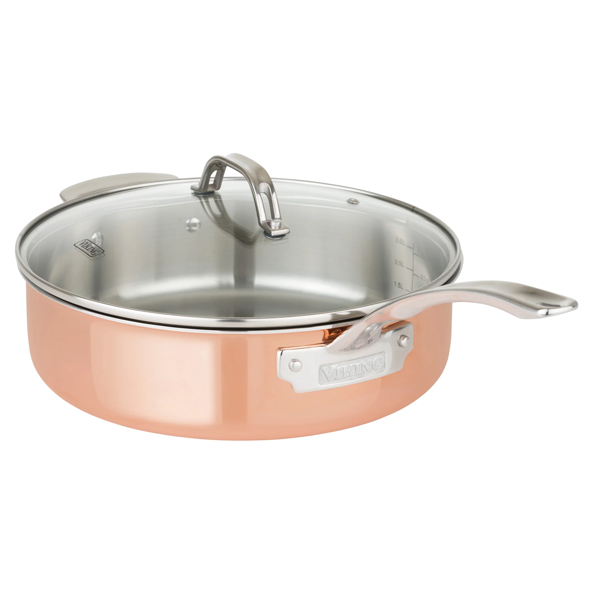 Viking 3-Ply Copper Clad 13-Piece Cookware Set with Glass Lids - Image 7