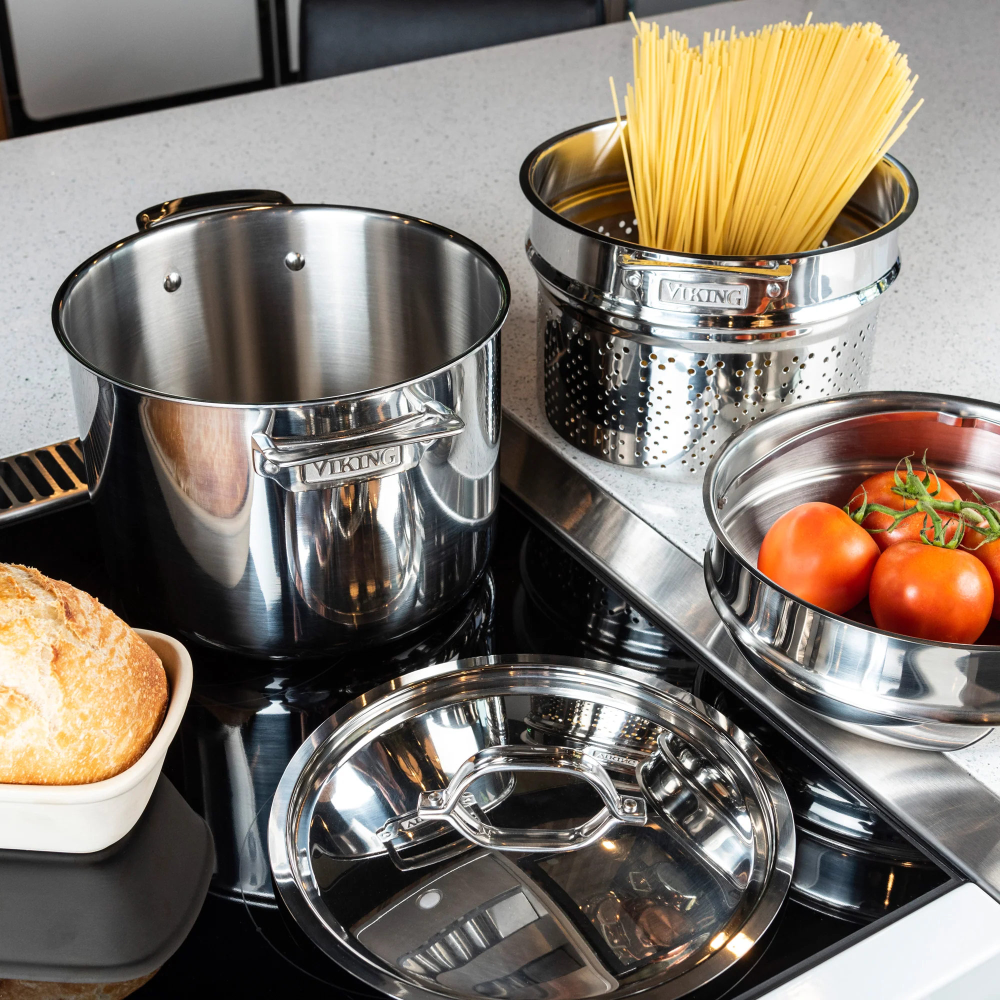 Viking 3-Ply Stainless Steel 8 Qt Multipot 4-Piece Set with Metal Lid - Image 5