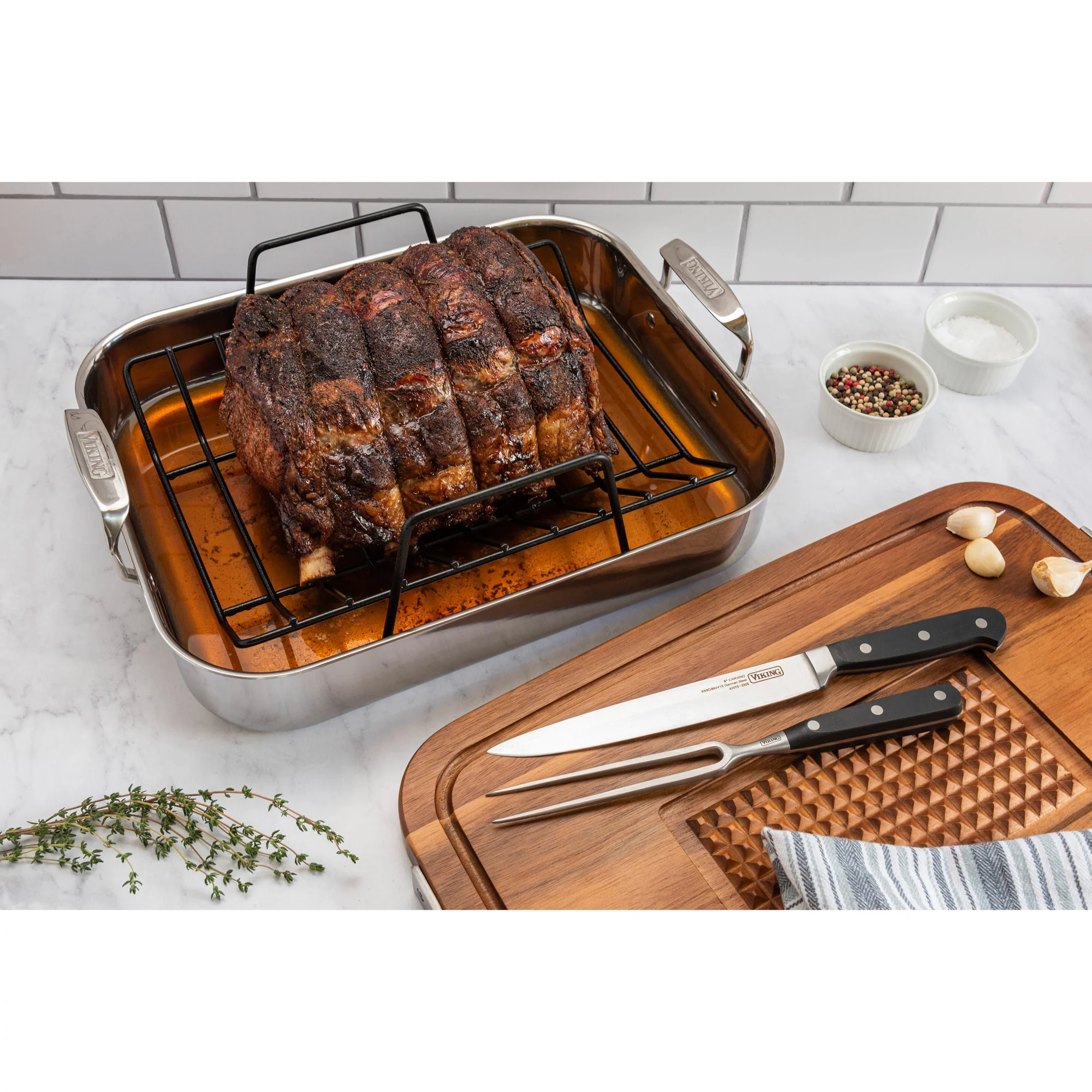 Viking 3-Ply Stainless Steel Roaster with Rack and Bonus Carving Set - Image 11