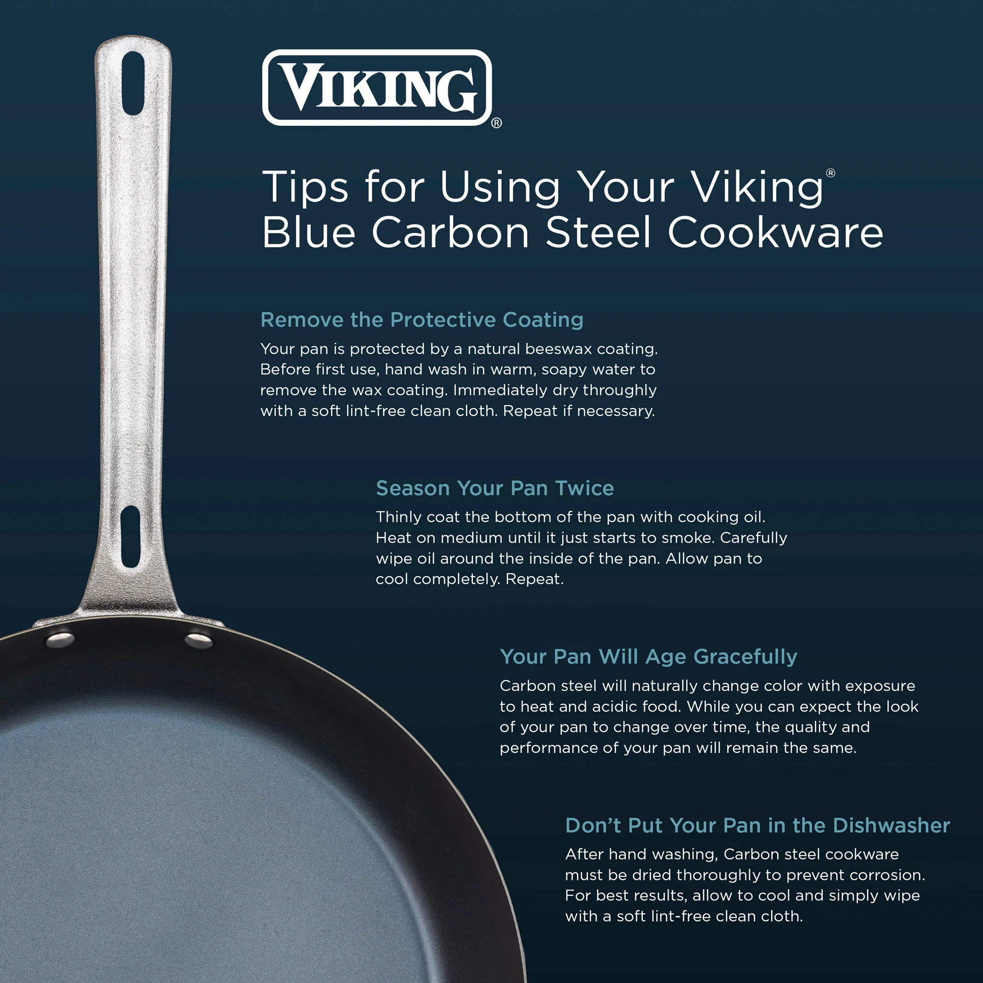 Viking Blue Carbon Steel 12-Inch Fry Pan - Image 3
