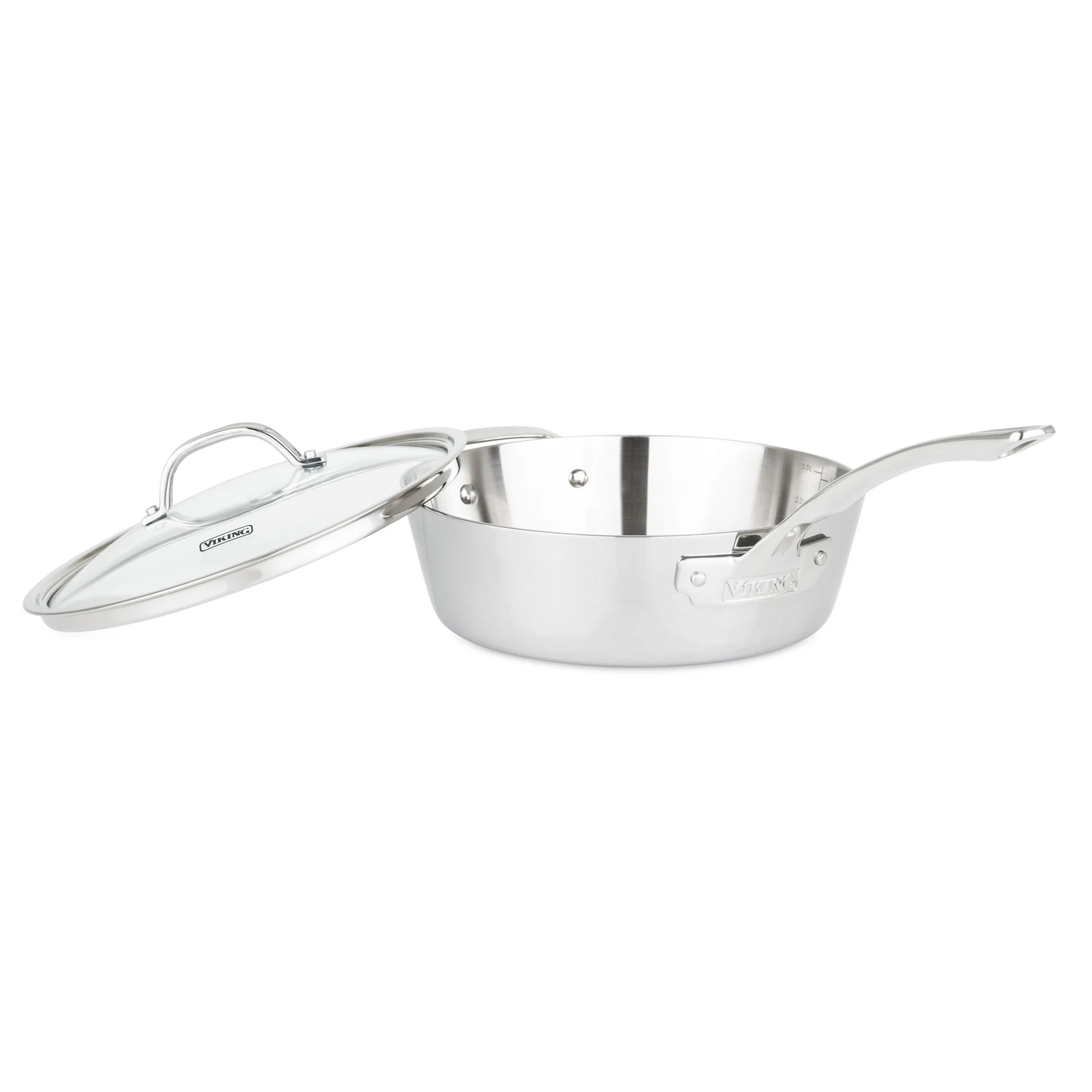 Viking Contemporary 3-Ply Stainless Steel 7-Piece Cookware Set with Glass Lids - Image 7